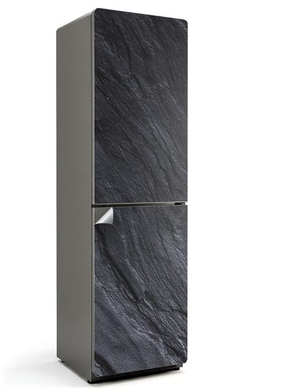 Wallfluent Koelkaststickers - Natuursteen textuur Koelkast Folie - 60 cm x 205 cm - Zwart Koelkaststickers - Decoratieve Koelkaststicker - Koelkast Design - Zelfklevende Koelkaststicker - Koelkast Versiering