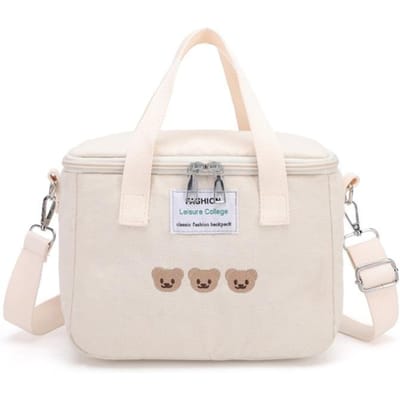 Ins Bear Lunch Bag Canvas Grote Capaciteit Geïsoleerde Handtas Multifunctionele Thermische Ontbijtbox Draagbare Picknick Reisdecoratie