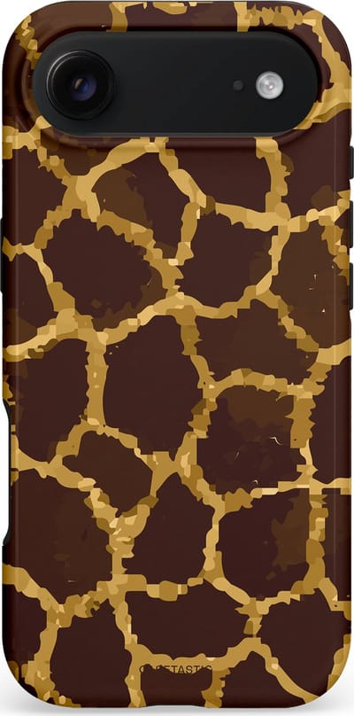 Casetastic hoesje geschikt voor Apple iPhone Air - MagSafe - Dubbellaagse bescherming - Afrikaanse Giraffenprint - Fashion Case - Zwart Bruin Goud Olijfgroen