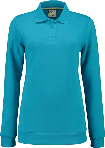 Lemon & Soda polosweater voor dames in de kleur turquoise in de maat S.