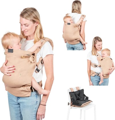 Draagzak Stoelverhoger - Baby draagstoel - Baby dragen en eten - Fysiologisch ontwerp - Tot 20 kg - Beige