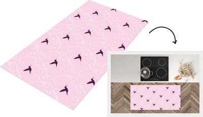 Keukenloper - Loper keuken - Vogel - Patronen - Roze - 120x60 cm - Keukenloper vinyl