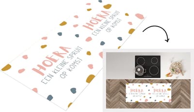 Keukenloper - Loper keuken - Zwangerschap aankondiging - Quotes - Hoera een spruit op komst - Spreuken - 120x50 cm - Keukenloper vinyl