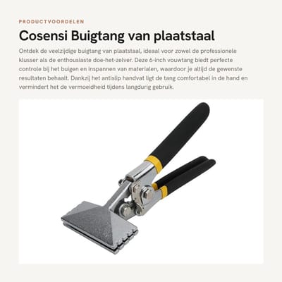 Dailygoods- Buigtang 6-inch - Multifunctioneel Gereedschap - Antislip Handgreep - Dubbellaags - Volledig Stalen Constructie - 1/4 Inch Buigincrement - Vouwtang