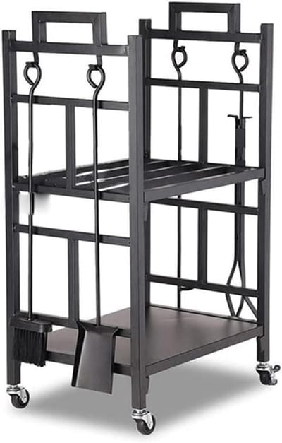 Houtopslag Open Haard - Houtrek Brandhout - Haardhout Opslaan - Roestvrij Stalen Constructie - 45 x 33 x 78 cm
