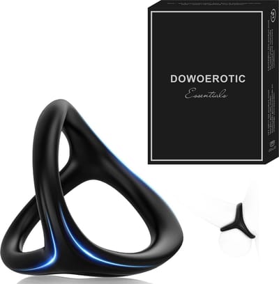 DOWO® - Cockring - 3 in 1 - Penisring - Cock Ring Siliconen – Koppels - BDSM - Sex toys - Seksspeeltje voor Mannen - Zwart