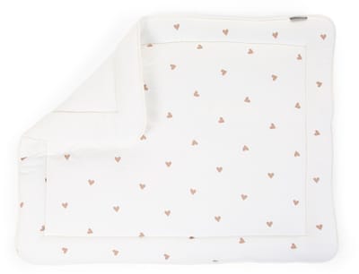 Childhome Boxkleed 75x95 cm – Tetra hartjes – Lichtblauw – Dubbelzijdig – Oeko-Tex – Parklegger & Speelmat