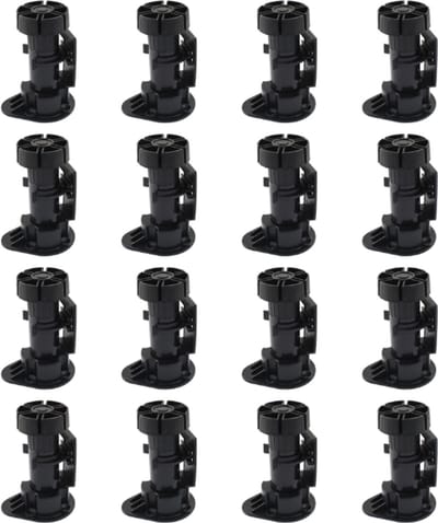 Verstelbare Meubelpoten - 16 Stuks - Inclusief 2.7cm Plintclippen en schroef - 9.5-12.5 cm - Meubelpoot - Meubelpootjes Verstelbaar - Meubelpoten voor kast - Zwart - Kunststof