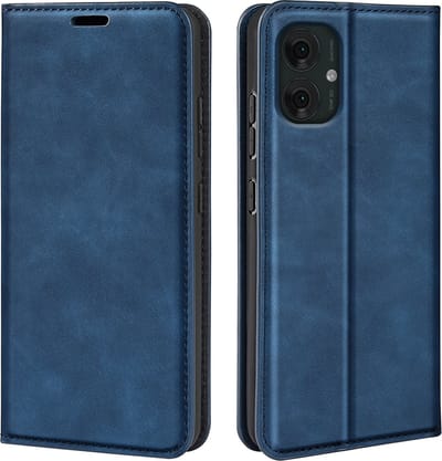 MobyDefend Hoesje - Geschikt voor Motorola Moto G55 - Luxe Wallet Bookcase (Magnetische Sluiting) - Blauw