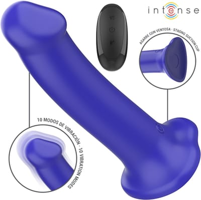 INTENSE - VICTORIA VIBRATOR MET ZUIGNAP 10 VIBRATIES DONKERBLAUWE AFSTANDSBEDIENING | VIBRATOR | VIBRATOR MET ZUIGNAP | SEKSSPEELTJES VOOR KOPPELS | SEX TOYS VOOR KOPPELS | SEKSSPEELTJES VOOR VROUWEN | SEX TOYS VOOR VROUWEN