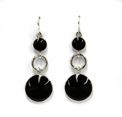 Behave - Oorbellen - Oorhangers dames - Zwart rond design - Retro stijl