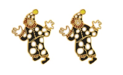 Behave - Oorringen dames - clownmotief - zwart - 3 cm