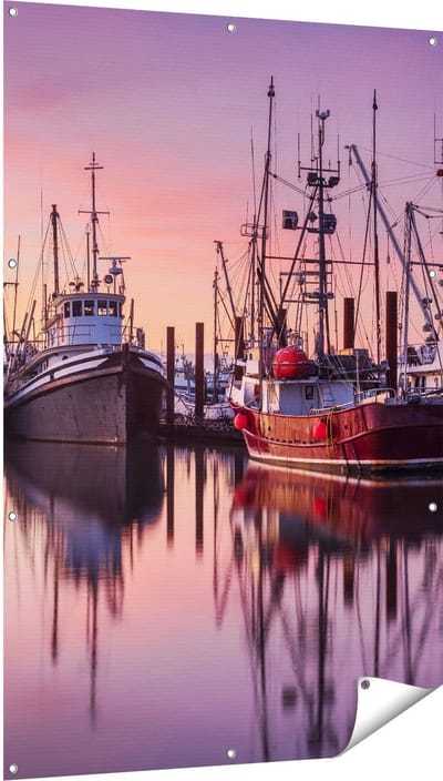 Gards Tuinposter Schepen in de Haven - Boten - 100x150 cm - Tuindoek - Tuindecoratie - Wanddecoratie buiten - Tuinschilderij