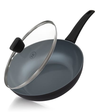 BE Living Wokpan met Deksel - Ø 28 cm - Keramisch - Inductie Pan - PFAS Vrij Anti Aanbak - Delight Series