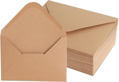 Vintage Kraft Papier Enveloppen - 100 Stuks Zonder Venster voor Brieven, Uitnodigingen en Kaarten (10 x 7 cm)