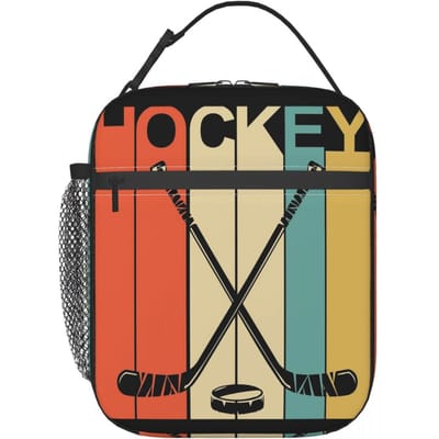 Hockey Vintage Geïsoleerde Lunchtas voor Vrouwen Kantoor Koeltas Thermische Voedseldoos Tote Draagbare Lunchboxen Container One Size black