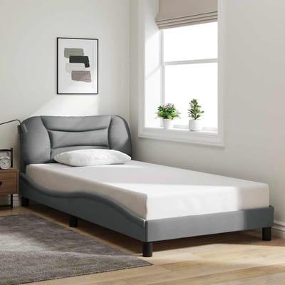vidaXL - Bedframe - zonder - matras - "Hvar" - 100x200 - cm - stof - lichtgrijs