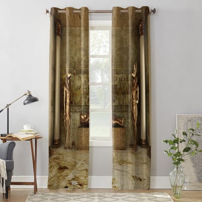 Egyptisch Gouden Briljant Mausoleum Moderne Raamgordijnen voor Woonkamer Slaapkamer Gordijn Jaloezieën Draperieën Deurgordijnen 135W x 60H(cm) x1