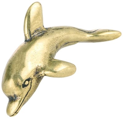 Dailygoods- Standbeeld Gouden Dolfijn - Beeldje Decoratie - Sculptuur Voor Binnen - Tafeldecoratie - Collectibles - Hoogwaardig Messing 4,10x2,10x1,80 cm