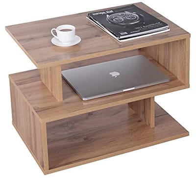 Salontafel met Opbergruimte - 59 x 45 x 39 cm Woonkamer Bijzettafel Eiken