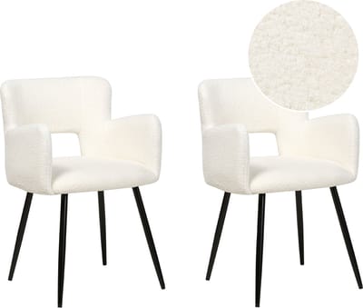 SANILAC - Eetkamerstoel set van 2 - Wit - Bouclé