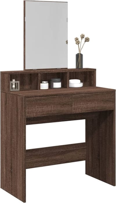 Kaptafel met spiegel - Make up tafel - Make up - Toilettafel - Met lades - Bruin