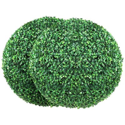 VEVOR 2x Kunstbuxusballen, Diameter 40,6 Cm, Tuindecoratiebuxusballen, Kunstbuxusballen, Kunstplanten Van Pe, Hout, Pp Incl. 4 Decoratieve Vlinders En 10 Reservebladeren