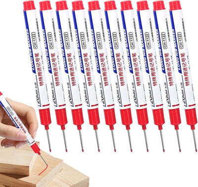 Diepgat Markeringspen - Bouwmarkeringspen Precisie - Precisie Markeren - Lange Penpunt 20mm - 132 mm - Rood