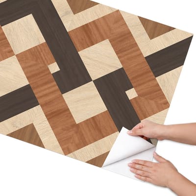 Coloray Meubel Wrap Folie - Bruin Meubelfolie - 75x150 cm - Meubelfolie Zelfklevend Houten vierkanten - Wrapfolie Keuken - Geometrische Meubelfolie - Decoratiefolie - Tafeldecoratie - Achtergronden en patronen