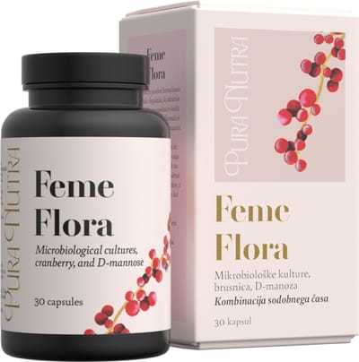 Pura Nutra Feme Flora – biotica supplementen voor Vrouwen met Veenbes & D-Mannose - 30 Capsules | Premium supplements