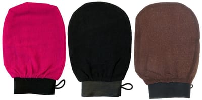 TOVBMUP Scrub Handschoen - Exfoliërende handdoekhandschoen - Washand Exfoliating Glove - Badhandschoen - Washandje - Lichaamsscrubber - 3 stuks - Zwart, Roze en Bruin