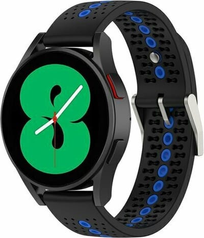By Qubix - Geschikt voor Garmin bandje - Geschikt voor Garmin Vivoactive 4 / 4L - Dot Pattern bandje - Zwart met blauw - Smartwatch bandje 22mm