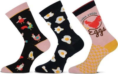 Teckel - Dames Sokken - 3 Paar - Farm/Kippen Design - 75% Katoen - Maat 36/42 - Fashion