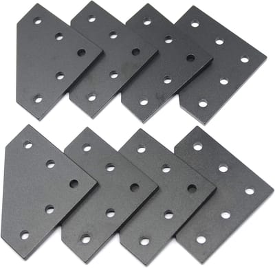 Hoeksteunplaten - Verbindingsplaten - Frame Constructie - 90 Graden Hoek - 2020 Serie - Zwart