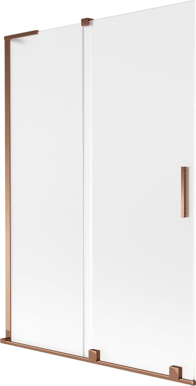 Mexen Velar L badwand scherm 2-delig schuifbaar 120 x 150 cm, ijs, roze goud - 896-120-003-31-60