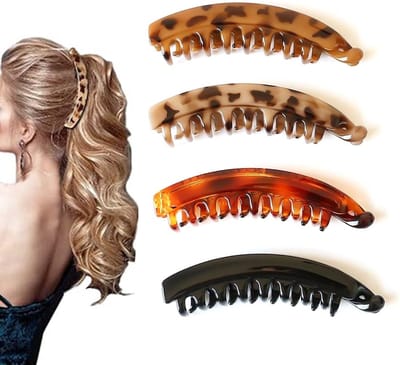 Dailygoods- Bananenhaarspelden 4 stuks - Grote Bananenhaarspelden - Haarspelden voor Dames - Haarspelden voor Dik Haar - Flexibele Clipset - Kleurrijke Haaraccessoires - Haarklem