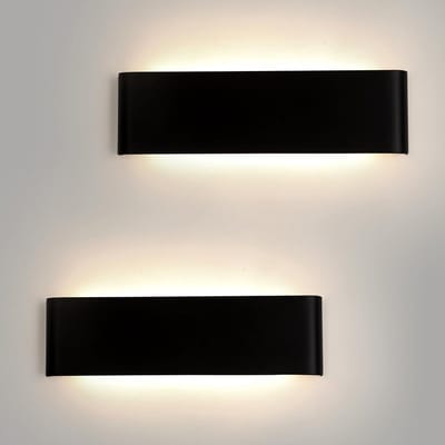 Set van 2 Zwarte Up and Down Wandlampen Binnen - Modern Aluminium - Warm tot Koel Wit Licht