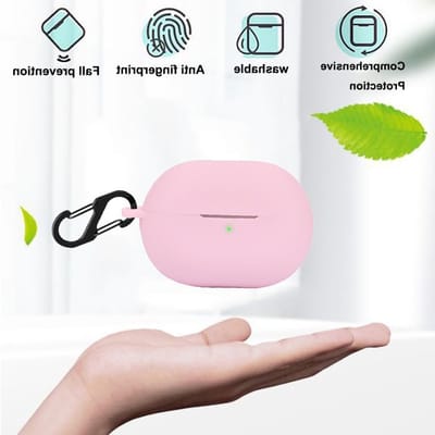 Shockproof Beschermhoes voor Draadloze Oordopjes, Huidvriendelijke Silicone Case met Sleutelhanger (Roze) - Ideaal voor Bescherming en Draagbaarheid