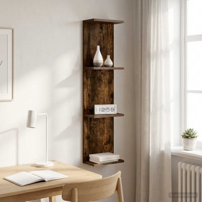 vidaXL - Wandplank - Gerookt - eiken - 25 - x - 15 - x - 100 - cm - Bewerkt - hout