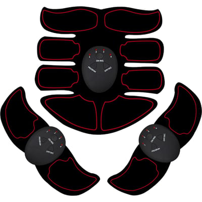 Slimme Abs Stimulator Buikspier Toner Buikspier Trainer 6 Modi 9 Niveaus Intensiteit Body Fitness Vormgeven Massage Patch Unisex Batterij Aangedreven zwart