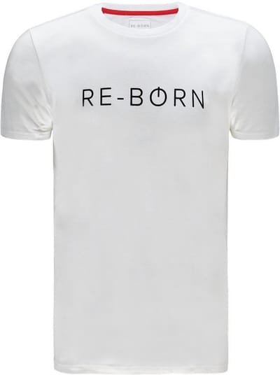 Re-Born - Sportkleding - Sport t-shirt - Logo shirt - Korte mouw t-shirt - Langer shirt - Heren - Wit - Maat S