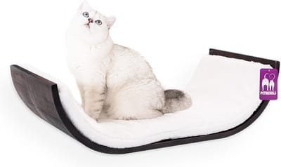 Petrebels Wandmeubel wandmontage Klimmuur Kat - Kattenmuur Curve 70-Wengé - 70 x 20 x 35 cm