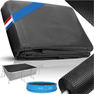 tectake® Zwembad Afdekzeil - Rechthoekig 500 x 800 cm - Noppenfolie - Zwembadafdekking - Zonnefolie - Warmtefolie - Zwembadverwarming - Zelfdrijvend - Op maat te snijden - Zwart