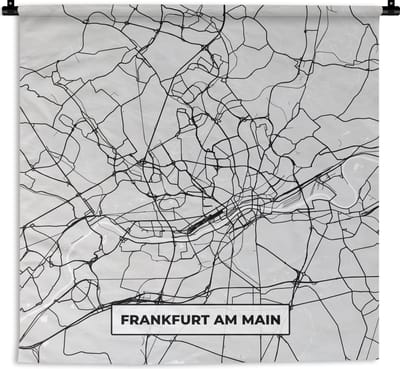 Wandkleed - Wanddoek - Stadskaart - Duitsland - Kaart - Plattegrond - Frankfurt Am Main - 180x180 cm - Wandtapijt