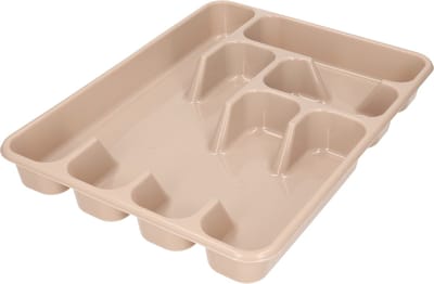 2x stuks kunststof bestekbak/bestekhouders 6-vaks taupe - 40 x 30 x 5 cm - Keuken lades opbergers - vakverdelingen