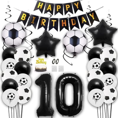 Allecto - Voetbalballonset - Verjaardagsdecoratie - Groen - Folieballonnen - Happy Birthday - Voetbalthemafeest - Geschikt voor jongens - Taartdeco...