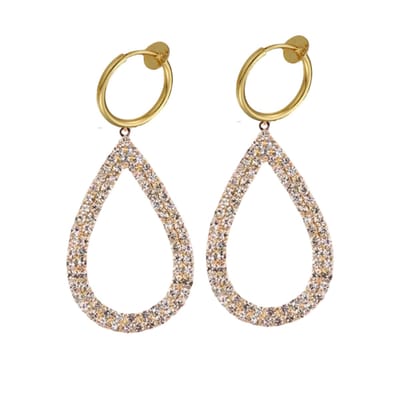 Klem oorbellen- Strass -goudkleurig- druppel-Oana - geen gaatje-Charme Bijoux