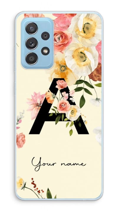 Gepersonaliseerd - Case Company® - Hoesje geschikt voor Samsung Galaxy A73 hoesje - Flirty Flowers Monogram - Soft Cover Telefoonhoesje - Bescherming aan alle Kanten en Schermrand