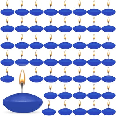 Dailygoods- Drijvende Kaarsen 50 Stuks - Blauw - Veilig en Betrouwbaar - Voor Bruiloft/Bad/Diner - Kerstdecoratie - Afmetingen 3,8 x 1,5 cm - Zwemkaarsen
