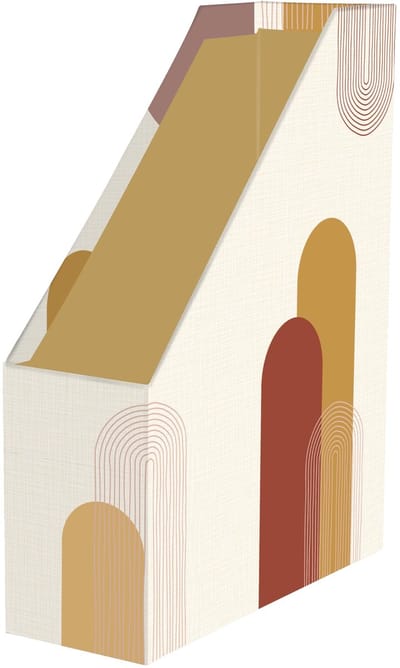 116072C - Kartonnen Tijdschrifthouder in Warme Kleuren en Geometrische Vormen - 25x10x32,5 cm - Home Office - Terracotta Collectie